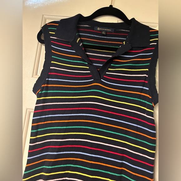 Brooks Brothers rainbow stripe polo shirt dress knit scallop edge women's size S - Picture 2 of 5
